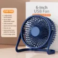 6-Zoll Steck-Tischventilator, Mini USB Elektroventilator mit 2 Windstufen und Oszillation. - 6-Zoll 2-Stufen / Dunkelblau