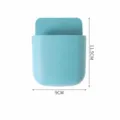 Blue wall-mounted storage box for remote control and phone, punch-free organizer shelf. - Blue
