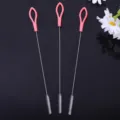 Praktisches set langer reinigungsbürsten für schmale flaschen und strohhalme zu hause. - Rosa