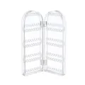 Klarer Acryl Faltbildschirm Schmuckständer für Ohrringe, Halsketten und kleine Accessoires. - 2-Paneelen-Stil / Luftpolsterbeutel / Transparent