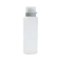 Plastic squeeze condiment bottle with scale marks and leak-proof cap for kitchen use. - L / Gray