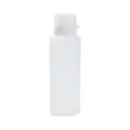 Clear plastic squeeze sauce bottle with scale markings and leak-proof cap for kitchen cooking. - L / White