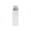 Transparent plastic squeeze condiment bottle with clear scale marks and grey cap for kitchen. - S / Gray