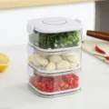 3-Schicht Transparente Stapelbare Kuechen Aufbewahrungsbox fuer Zwiebeln und Knoblauch - Off-White 3 Ebenen