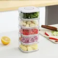 Heldere multi-tier stapelbare keukenopbergdoos met deksel voor verse uien en knoflookopslag - Off-white 5 lagen