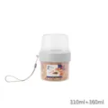 Portable 2-layer snack and yogurt container cup with strap, 310ml+360ml white variant. - 310ml+360ml