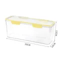Clear plastic noodle storage box with yellow airtight lid and latches for kitchen food storage. - Large (30x10x12cm) / Bright yellow