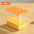 Boîte de conservation plastique transparente 1100ml couvercle orange pour cuisine - 1100ML / Orange
