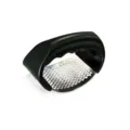 Stainless steel manual garlic press with black plastic handle, curved kitchen garlic masher tool. - OPP Bag