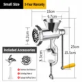 Tritacarne manuale in acciaio inossidabile con manovella per salsicce e vari accessori utili. - Tritacarne e insaccatrice piccola taglia 5
