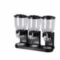 Distributeur de cereales triple conteneur de nourriture seche 2L cuisine snack grain noir - Triple bacs