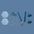 Stainless steel anti-scald kitchen clip bowl retriever silicone gloves and mats set blue - 6-Piece Blue Anti-Scald Set