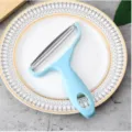 Blue wide-mouth cabbage peeler and slicer with stainless steel double blades for kitchen. - OPP Bag / Blue