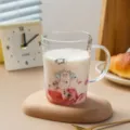Transparente Milchglastasse mit niedlichem Cartoon-Schwein-Druck, hitzebeständig für den Haushalt. - 401-500ml / Schwein