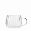 Glazen pompoen koffiemok, elegante geribbelde theekop met handvat voor dagelijks gebruik thuis. - 301-400ml / Pompoenbeker
