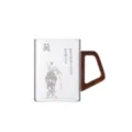 Vierkante glazen theekop met houten handvat, hittebestendige Chinese kantoor waterkop variant. - 301-400ml / Blauw