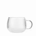 Heldere gegroefde glazen koffiemok, transparante hittebestendige waterbeker met handvat. - 301-400ml / Verticale geribbelde beker