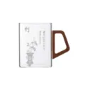 Transparante glazen theekop met houten handvat, Chinese bamboe hittebestendige kantoor waterbeker. - 301-400ml / Bamboe