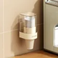 Portabicchieri da parete, bianco crema e trasparente, organizer senza foratura. - Da Parete / Taglia S / Beige