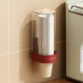 Distributore di bicchieri di carta usa e getta a parete supporto trasparente antipolvere - Da Parete / Taglia L / Rosso