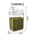 Récipient de stockage de céréales en plastique transparent avec tasse à mesurer, bocal étanche. - 1800ML / Transparent