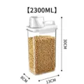 Récipient de stockage alimentaire étanche en plastique transparent avec couvercle, 2300ml pour grains. - 2300ml / Transparent