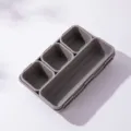 Grau Kunststoff Schreibtisch Schublade Organizer Set mit Fächern für Büro und Kosmetik. - 8-teiliges Set (2 Groß, 3 Mittel, 3 Klein) / Hellgrau