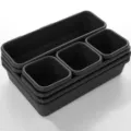 Dunkelgraue Kunststoff Schubladen-Organizer Set, mehr Größe Schreibtisch Boxen für Kosmetik. - 8-teiliges Set (2 Groß, 3 Mittel, 3 Klein) / Schwarz