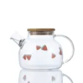 Teiera in vetro trasparente con stampa di anguria, coperchio di legno e filtro per la casa. - 401-500ml / Bricco per latte di soia piccolo anguria