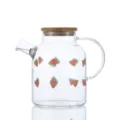 Graziosa teiera in vetro con cocomero e coperchio in legno, bricco trasparente per bevande. - 401-500ml / Bricco per latte di soia grande anguria