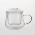 Clear glass tea cup with infuser and lid, high borosilicate glass tea mug for office use. - Elegant Orchid Cups