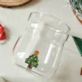 Taza de cafe de vidrio transparente con arbol de navidad 3D lindo dentro, regalo festivo. - 401-500ml / Árbol de Navidad