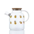 Caraffa in vetro trasparente con coperchio in legno e motivo arancia, elegante e pratica. - 401-500ml / Bricco per latte di soia grande limone