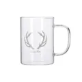 Klares Glas Tasse mit Henkel Buro Kaffeetasse transparente Teetasse mit Geweih Motiv - Gerader Becher Geweih