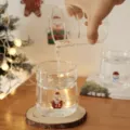 Taza de cristal de Papá Noel 3D bonita transparente resistente café leche - 401-500ml / Papá Noel