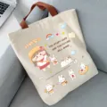 Sac cabas en toile avec dessin animé, grand sac bandoulière étudiant pour usage quotidien. - Fille d'Étude-EN