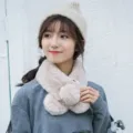 Plush faux fur neck warmer scarf for women, soft winter cold weather cozy winter accessory - Rice Coffee