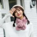 Plush Winter Scarf for Women Cute Pink Cross Faux Fur Neck Warmer Fluffy Student Collar - Dusty Pink
