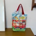 Bolso de lona para niños bonito patrón de autobús de dibujos animados bolso de hombro regalo diario - Tren de Primavera