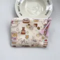 Cute cartoon printed coin purse, cotton fabric small pouch for lipstick, keys and mini items. - Little Bear Tea Party