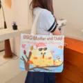 Süße Cartoon Vogel Druck Segeltuch Tragetasche, große Kapazität lässige Schultertasche. - Dusseliger Vogel / Kein Reißverschluss Keine Innentasche