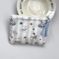 Cute cartoon stripe canvas coin purse with zipper closure, ideal for storing lipstick or small items. - Teacup Puppy Afternoon
