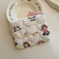 Cute quilted mini coin purse with sweet cartoon print, soft cotton pouch for small items. - Maid Rabbit