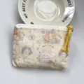 Cute cartoon printed cotton coin purse zipper pouch for lipstick earphone mini storage - Flower Cluster Kitten