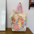 Bonita bolsa de lona con dibujos animados para niños, bolso informal con colgante de peluche. - Fiesta de cumpleaños