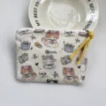 Cute cartoon print canvas coin purse mini storage bag for lipstick and small items - Cat's Lucky Letter
