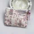 Cute vintage rabbit print canvas zipper pouch, portable makeup coin purse for daily use. - Sweet Rabbit Tea Party