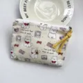 Cute cartoon print canvas coin purse mini zipper pouch for lipstick earphones storage - Summer Puppy Notebook