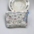 Cute cartoon rabbit print cotton coin pouch, light green mini zipper makeup storage bag - Starry Night Rabbit Sleep