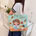 Niedliche Cartoon Canvas Tragetasche, große Umhängetasche mit Reißverschluss für Alltag. - Cowgirl Jessie / Kein Reißverschluss Keine Innentasche